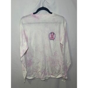 Pink Tie Dye Long Sleeve Tee M Grateful Awareness Ribbon Cozy Benny & Belle NWT